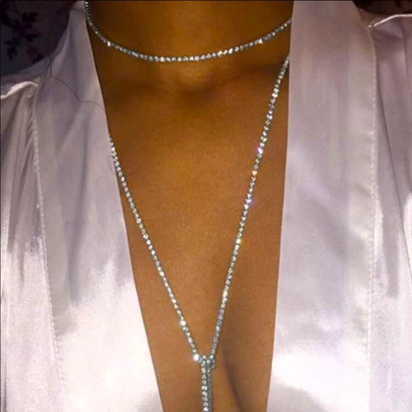 Cubic Zirconia Plunging Necklace - Picture 2 of 6